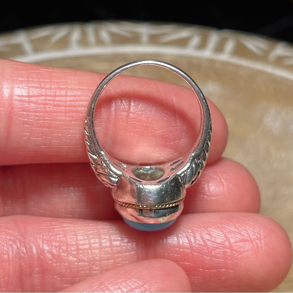 *SOLD* EFFY Sterling Silver & 18K Yellow Gold Blue Turquoise Ring - Picture 13 of 16